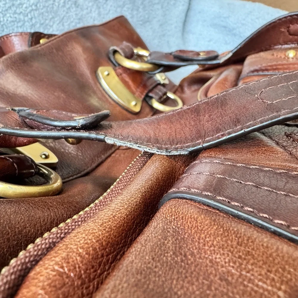 B. Makowsky Brown Leather Shoulder Bag with Distressed Finish PROJECT - Picture 11 of 13